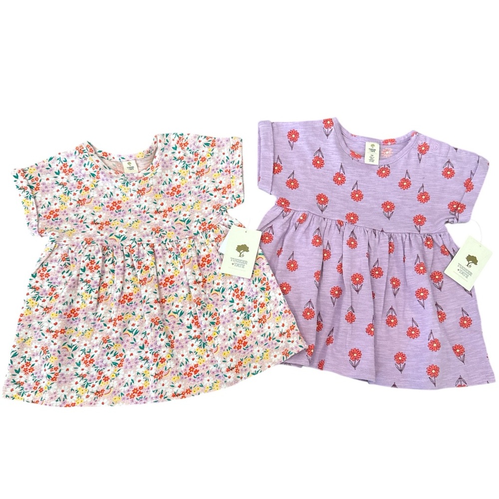 NWT Tucker + Tate Floral Top 2 Pieces Girls Size 3M Purple and Pink Short Sleeve